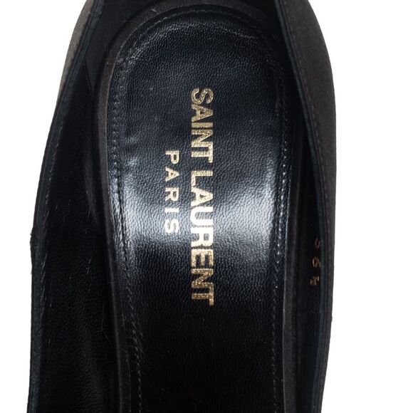 Saint Laurent Black Satin Tower Pumps Size 36.5